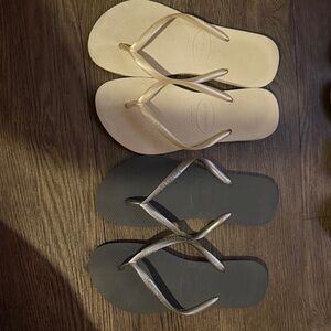 Havaianas Women's Sandals - Cream and grey